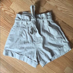 beige paper bag shorts